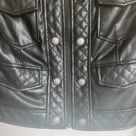 Liverpool Quilted black vegan leather jacket size XS EUC no collar - Picture 7 of 9